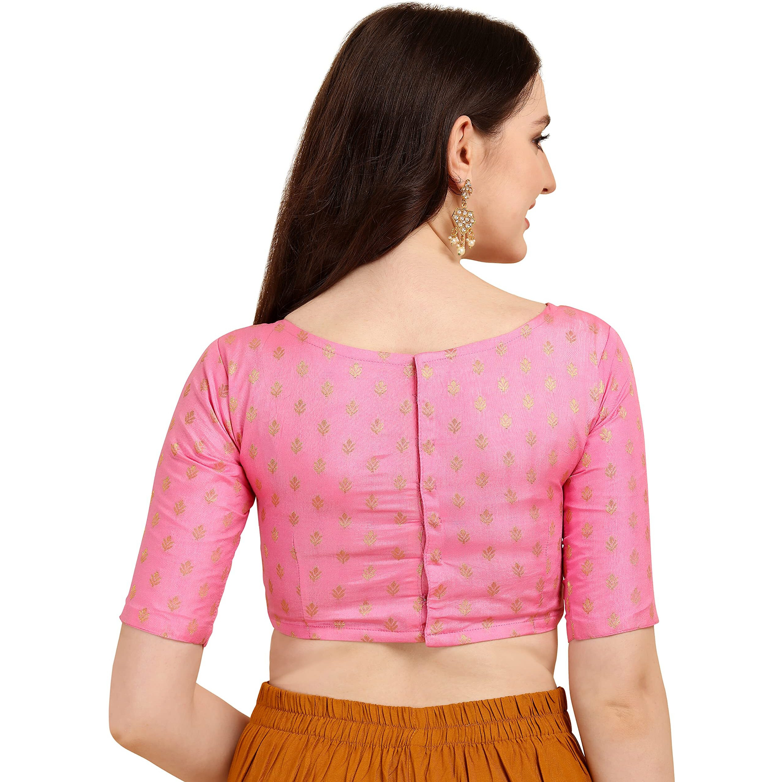 OOMPH Jacquard Pink Readymade Blouse for Women - rbbl47m