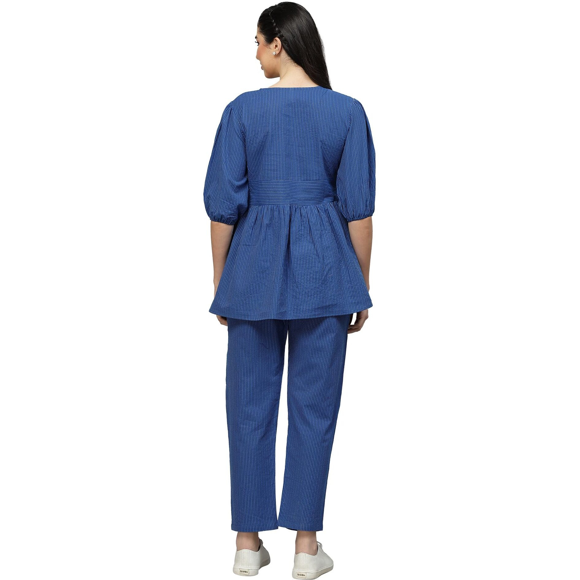 Stylum Women's Self Woven Kantha Cotton Cord Set (BLUEKATHACORD46_Blue, 3XL)