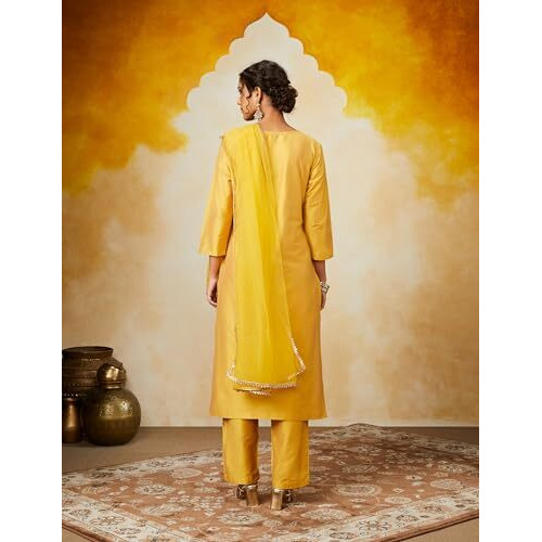 Amazon Brand - Myx Women's Rayon Salwar Suit (AW24-MYX-SKD-VN-02_Mustard_S)