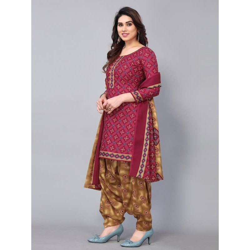 Satrani Women's Printed Poly Cotton Unstitched Dress Material(1176D1293N_Maroon3)