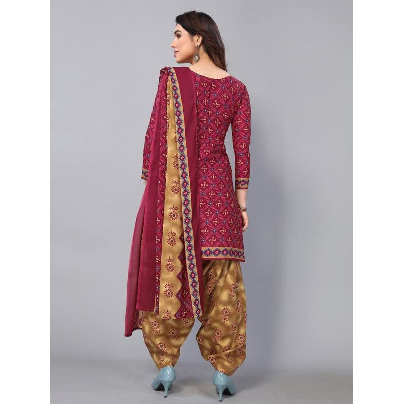 Satrani Women's Printed Poly Cotton Unstitched Dress Material(1176D1293N_Maroon3)