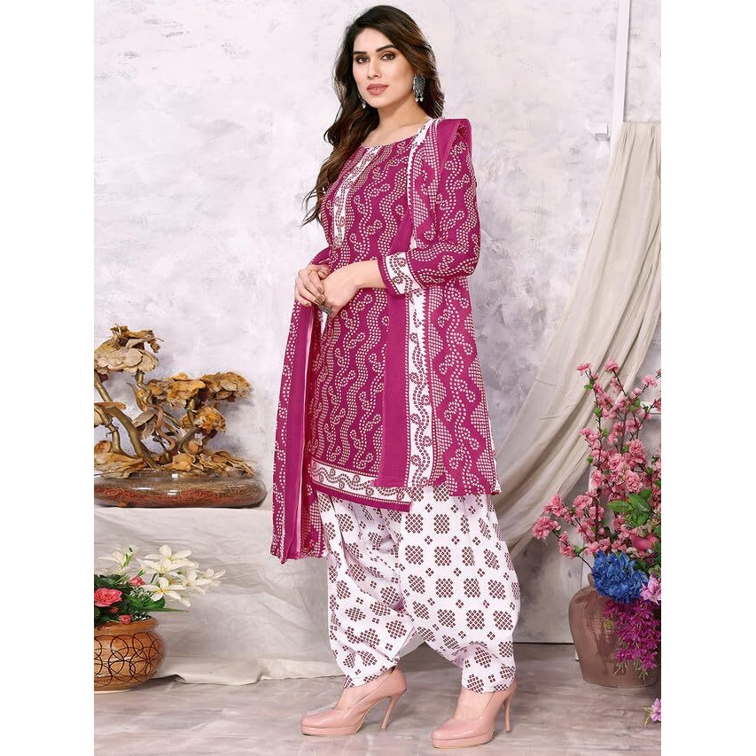 Satrani Women's Printed Poly Cotton Unstitched Dress Material (1215D1482N_Pink4)