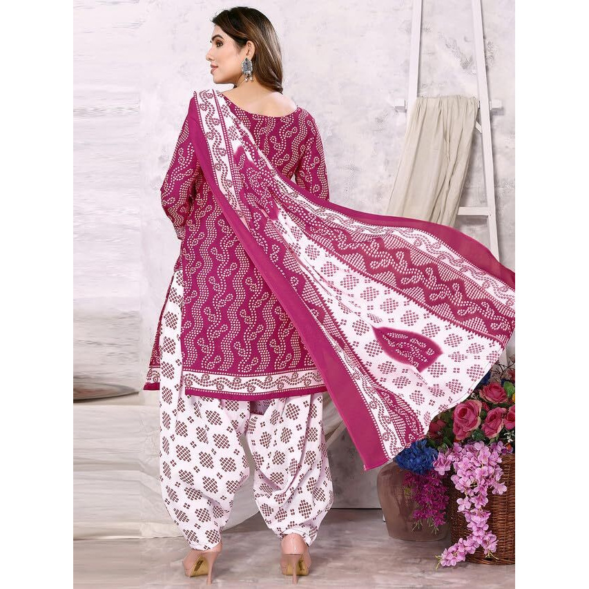 Satrani Women's Printed Poly Cotton Unstitched Dress Material (1215D1482N_Pink4)