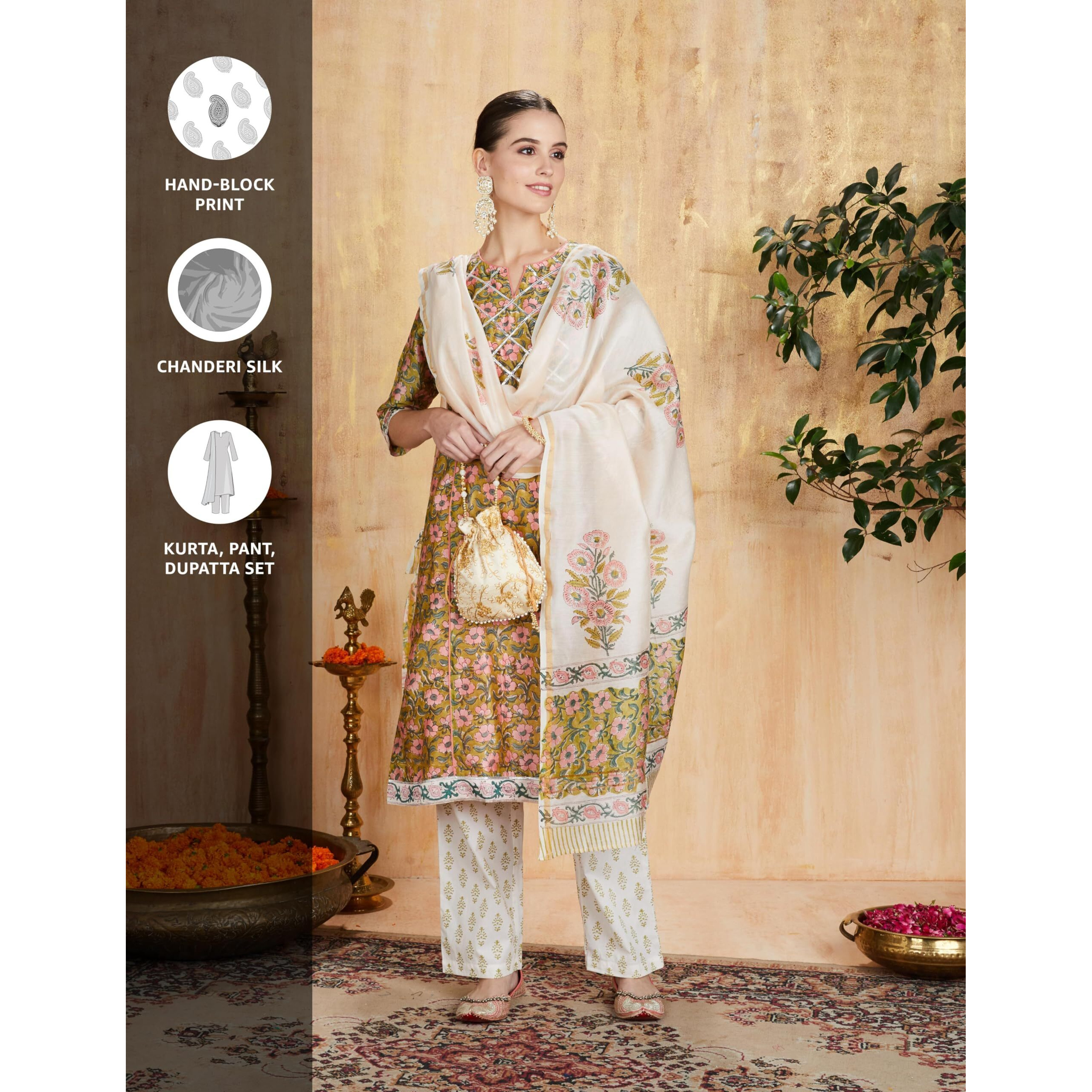 Amazon Brand - Myx Women's Silk Blend Salwar Suit (AW23-MYX-MRVL-SKD-02_SANGANERI Pink_S)
