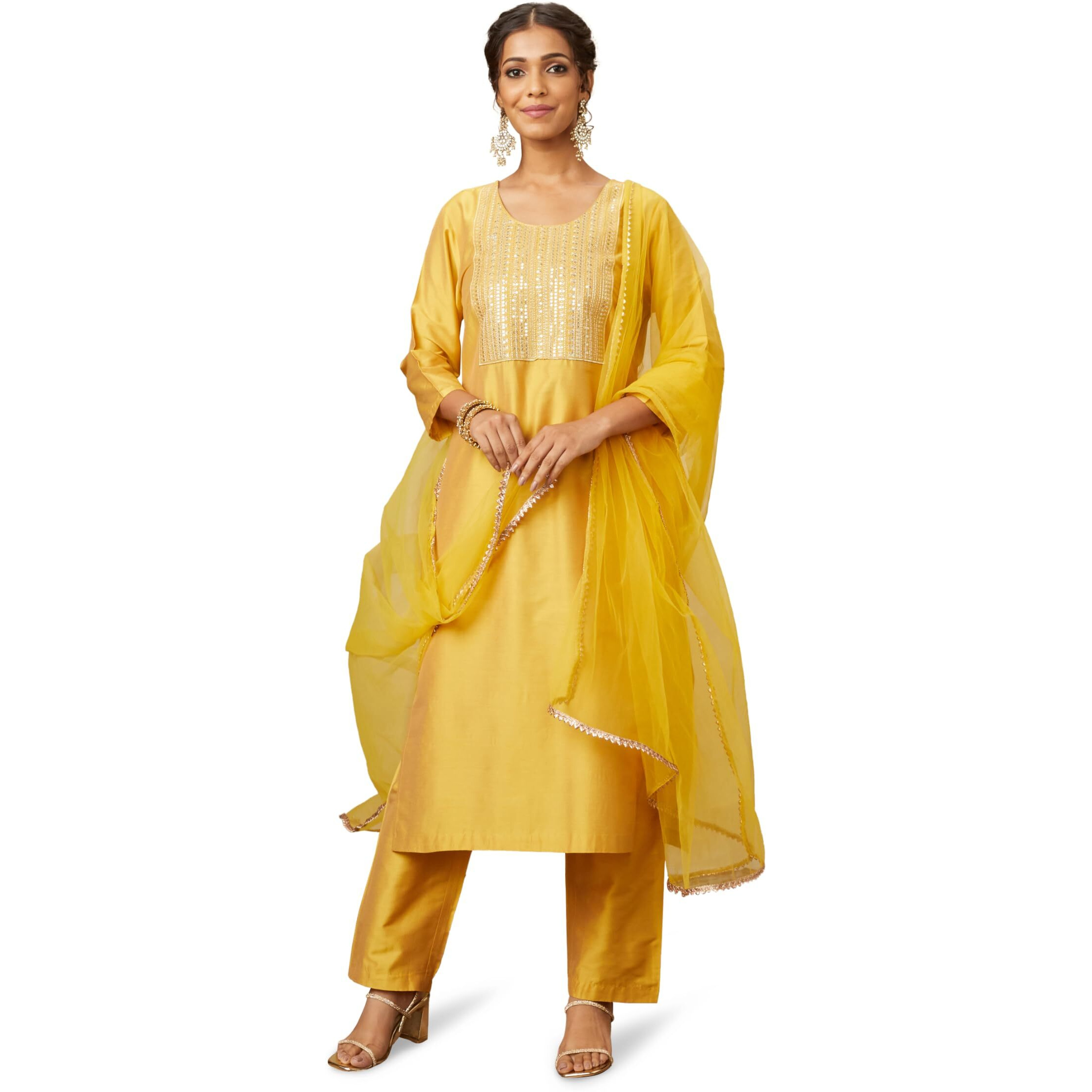 Amazon Brand - Myx Women's Rayon Salwar Suit (AW24-MYX-SKD-VN-02_Mustard_L)