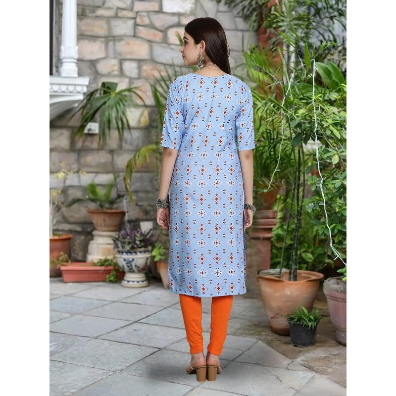 Pinkmint Festival Wear Printed Crepe Kurti's for Women's ll Ethnic Kurti ll Comfortable Kurti (Pack of 6)