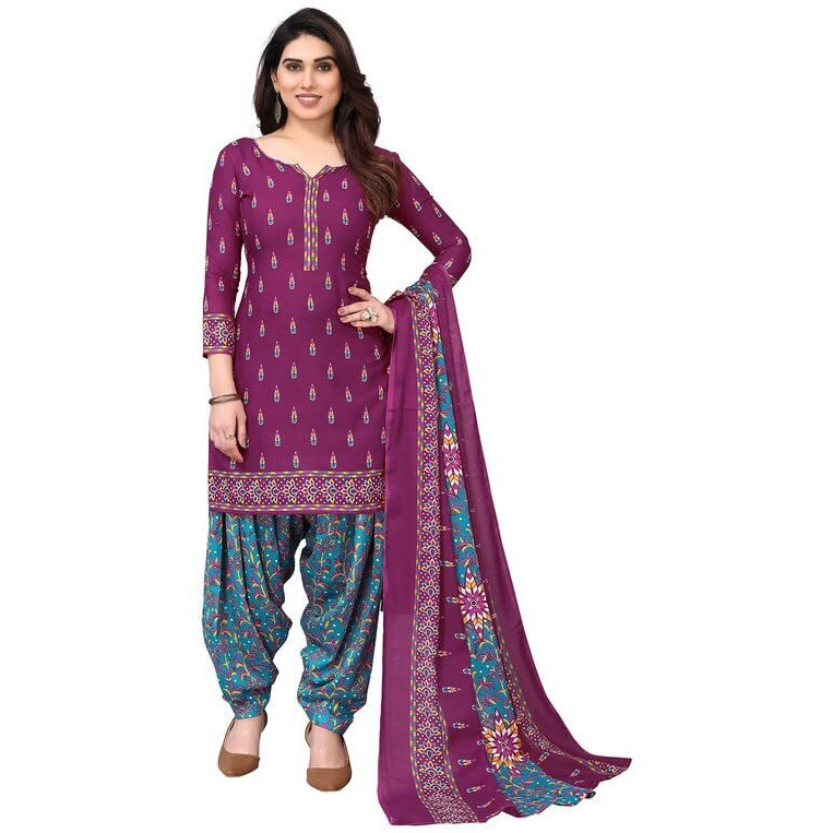 Satrani Women's Printed Poly Cotton Unstitched Dress Material(1175D1276N_Magenta)
