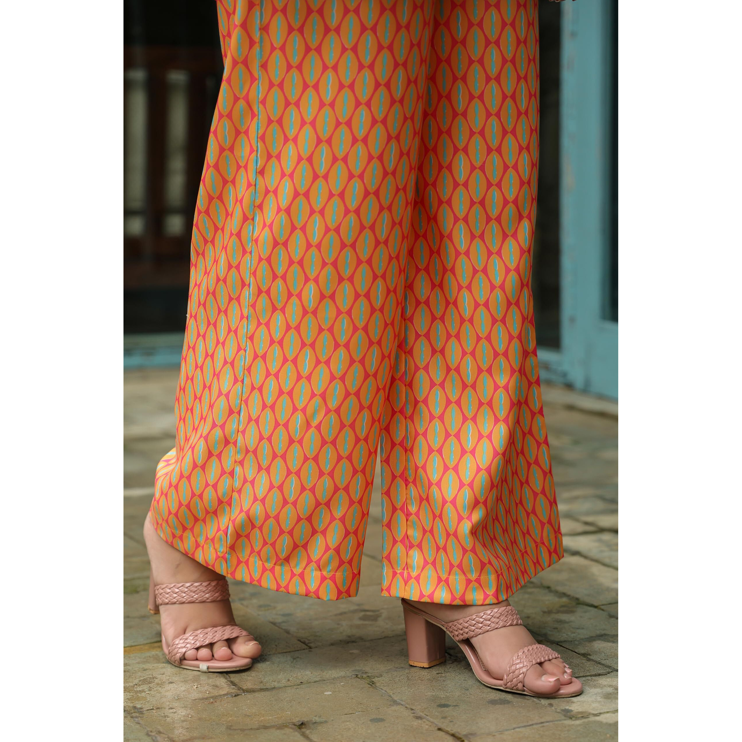 GRECIILOOKS Women Co Ord Set for Women | Co Ord Set for Women Stylish | Kurta Set for Women | Kurta Set | Designer Kurta Set for Women | 3/4 Sleeve Co-Ord Set (in, Alpha, 3XL, Regular, Orange)