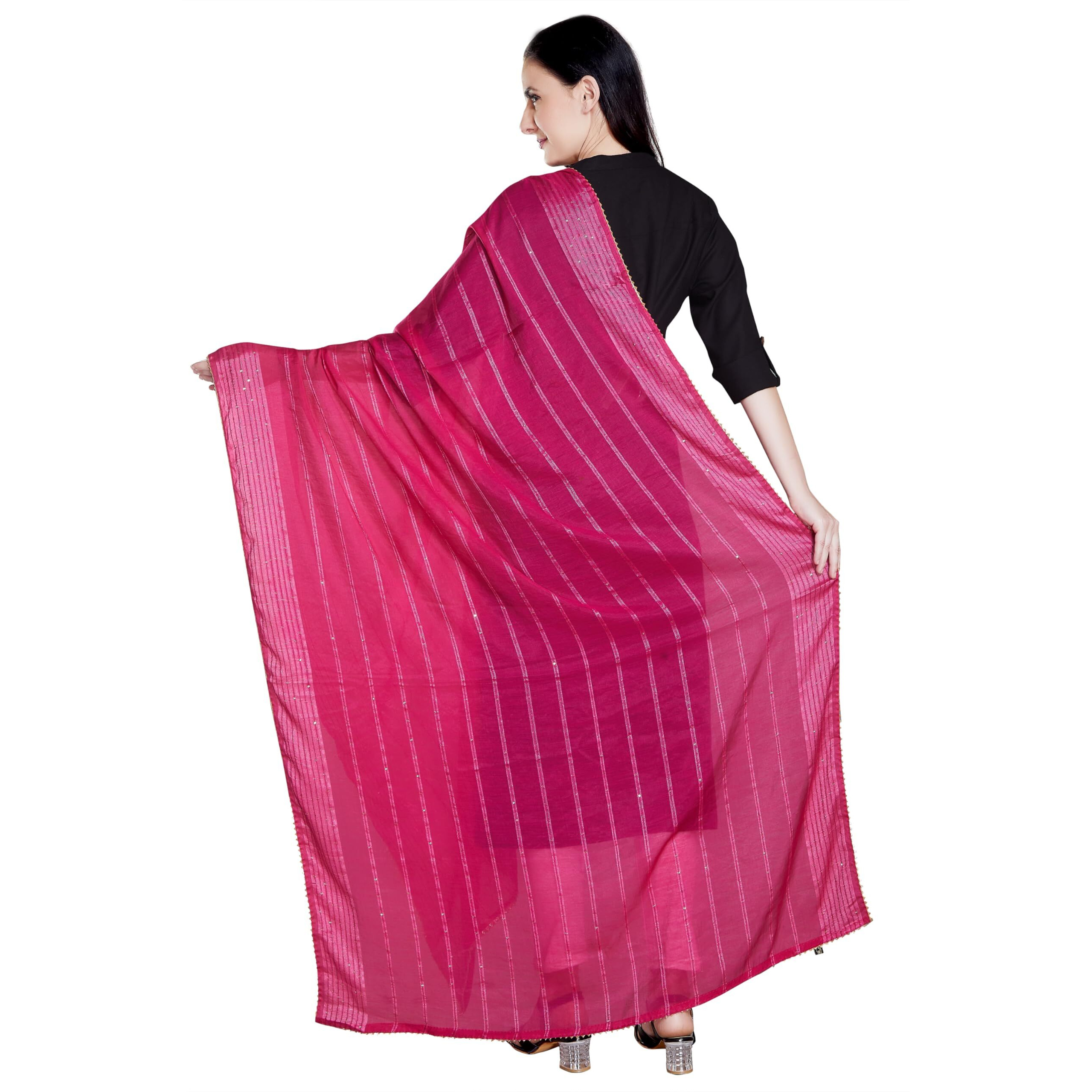 RANI SAAHIBA Women's Cotton Embroidered Dupatta(SKRDD2738_Rani)