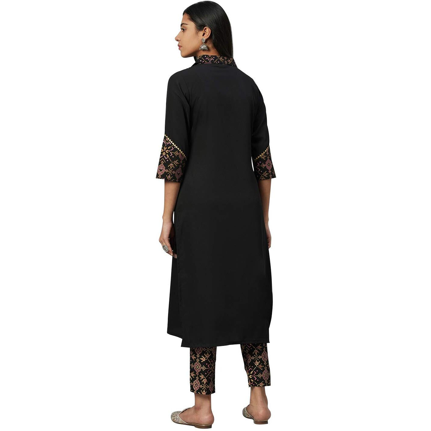 ZIYAA Women's Regular Kurta (Zikucr3150- Black_XL) - Crepe
