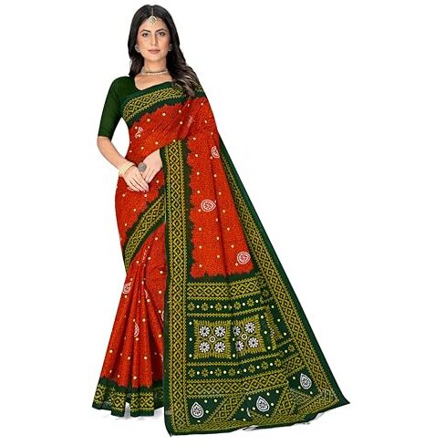 Tamaira Fashion Women's Plain Cotton Saree (11514_RustOrange_Rust Orange)