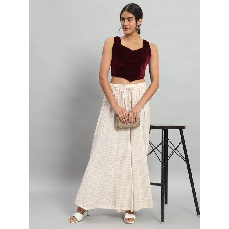 Vaararo Readymade Party Blouse for Women | Shiny Velvet Sleeveless Stylish Outfit Wine Medium