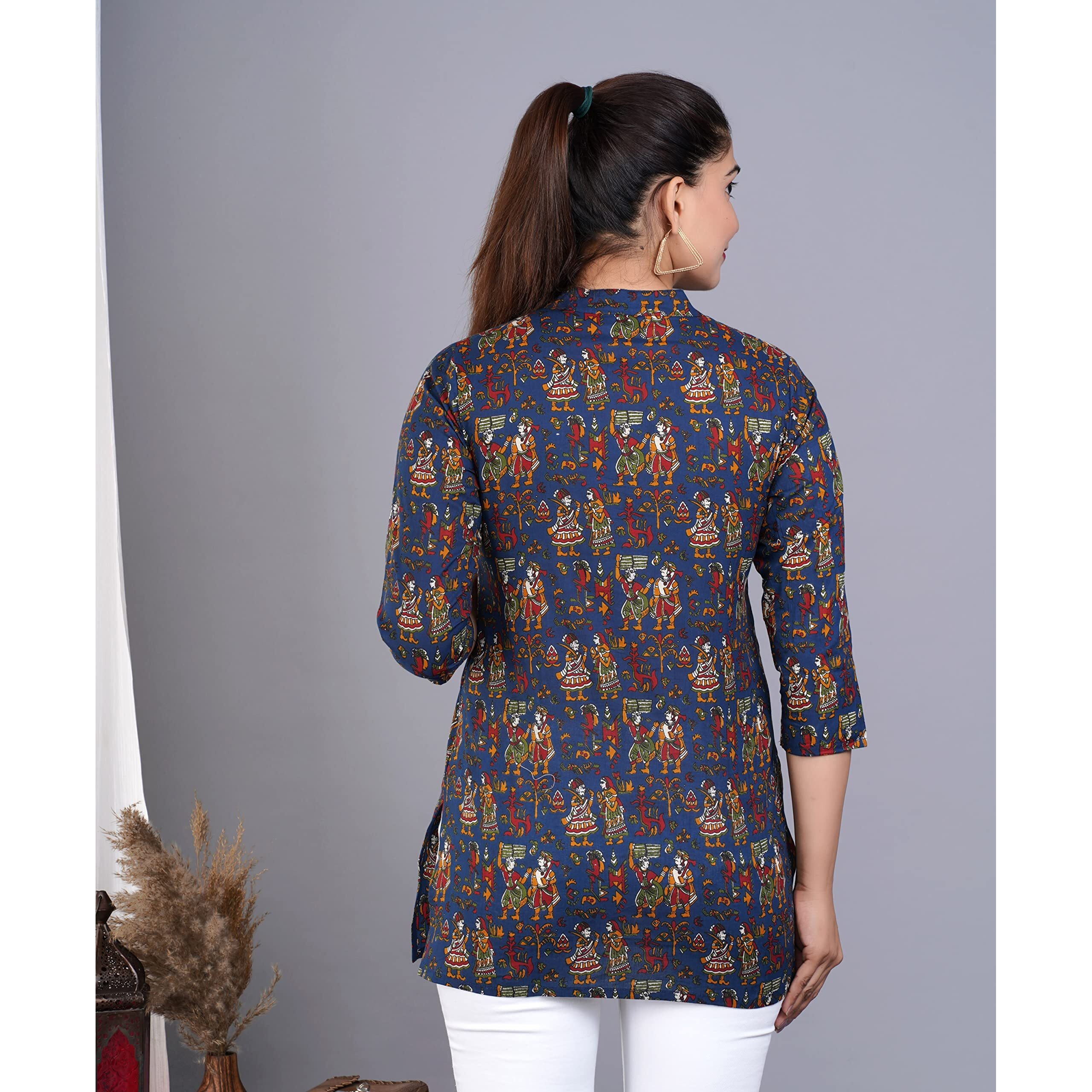 Jikonet Women's Rayon Straight Short Kurti - 1004, (Medium, Blue)