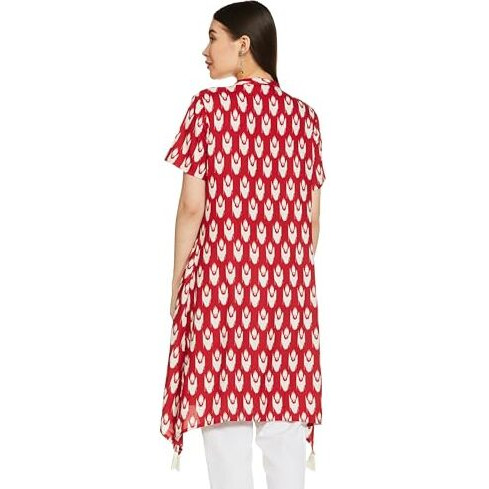 Amazon Brand - Myx Women's Cotton Regular Kurta (AW22MYX29_Red Ikat_L)