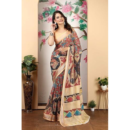 GRECIILOOKS Women's Cotton Sarees (GL-S2436_Multi)