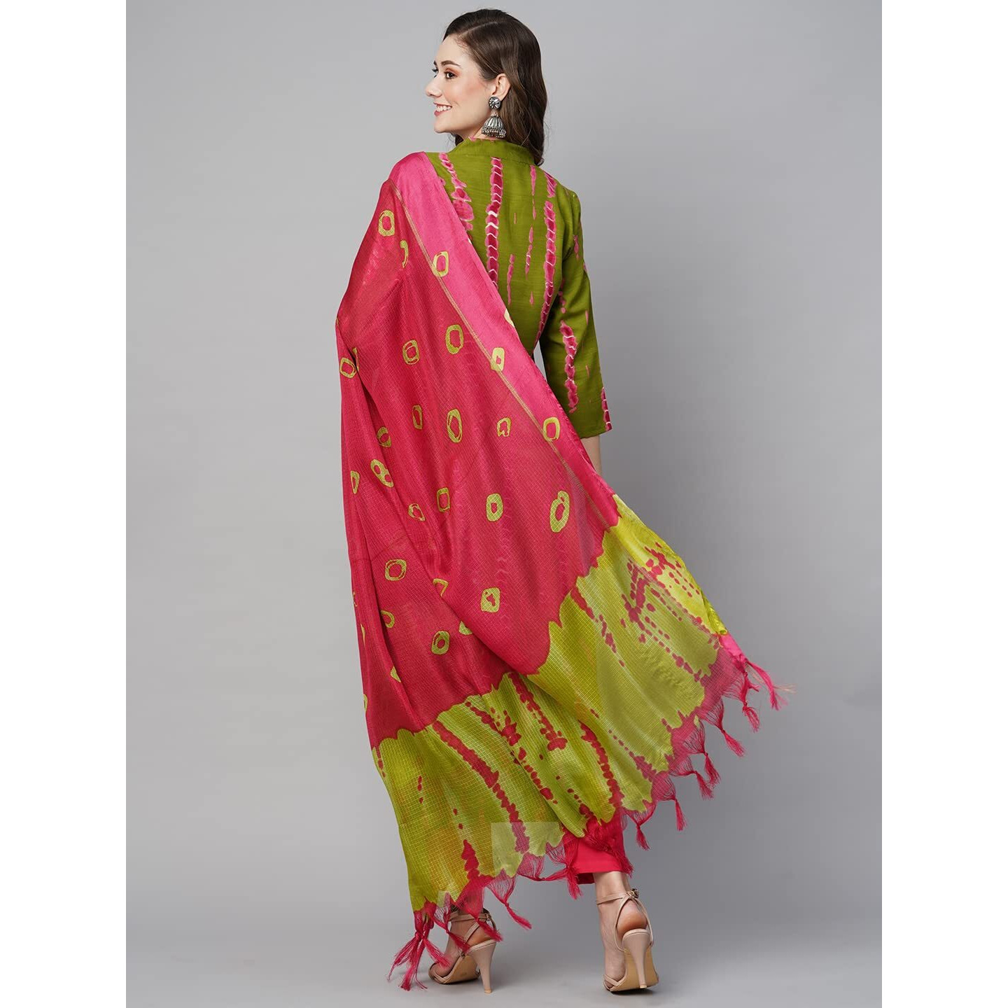 GoSriKi Women's Rayon Blend Straight Printed Kurta with Pant & Dupatta (SIBORI Methi-KS-GS_XXL_Dark Green_XX-Large)