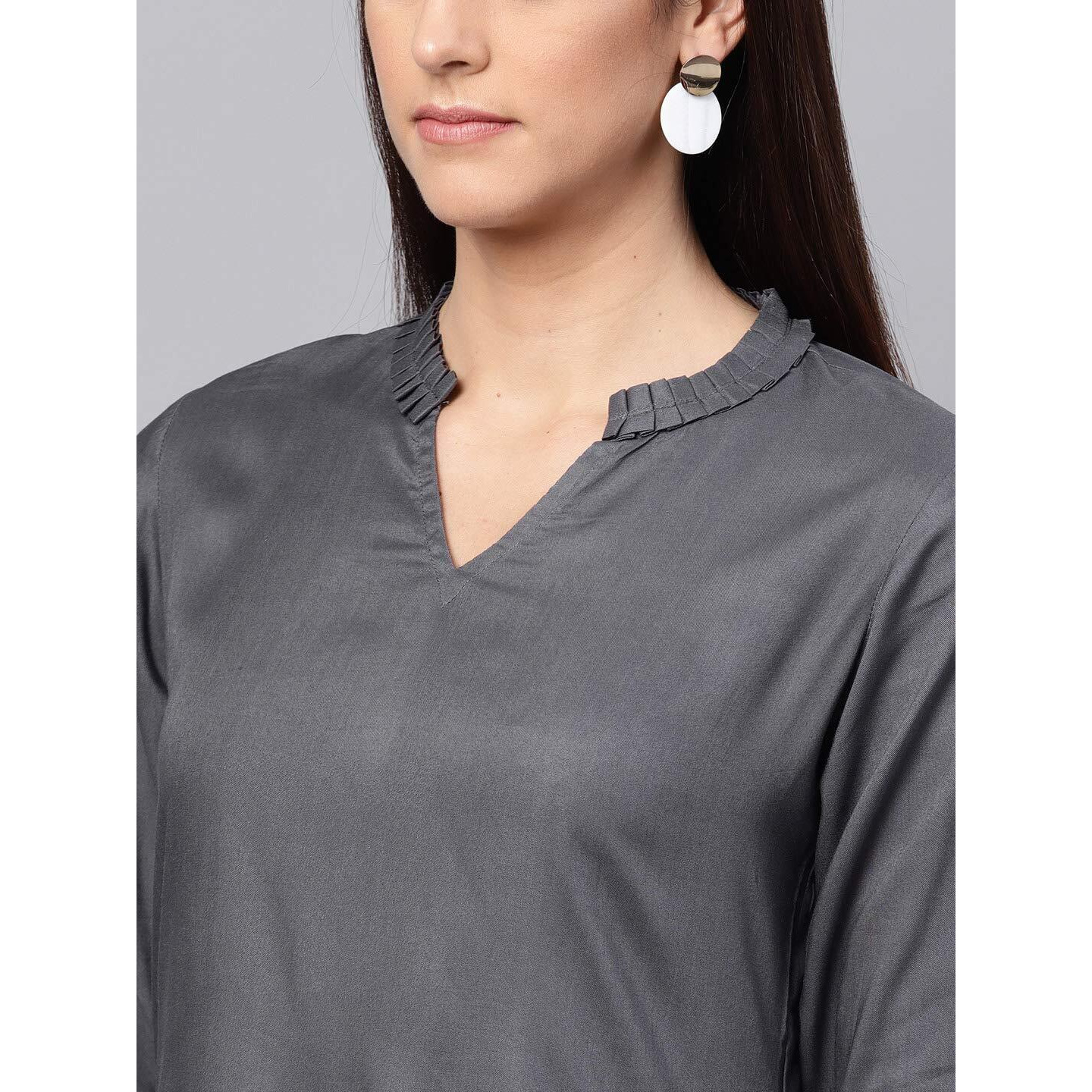 idaLia Rayon Solid Straight Kurta Set for Women 3/4 Sleeve, Round V Neck Designer Kurta with Pant