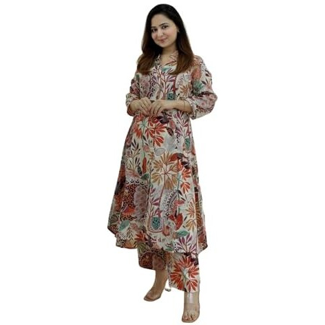 Leriya Fashion Cotton Blend Kurta Set For Women | Women Kurta | Women Kurta Sets Kurtis | Women Kurta Pant Set Women Kurti Set With Pant | Women Kurta Set (Xxx-Large, Multicolor)