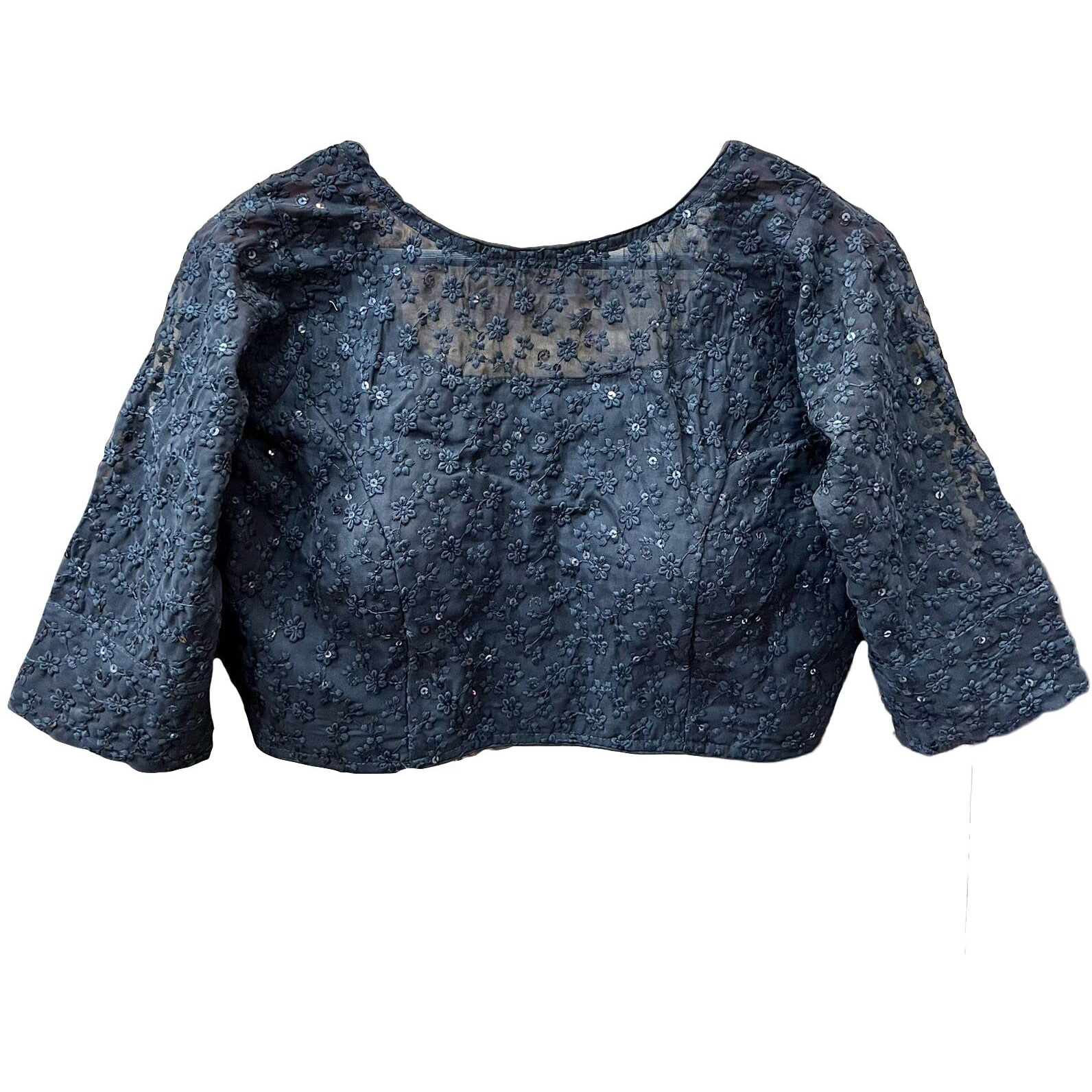 Vihu Fashion Womens Readymade Fancy Sifli Work Half Sleeve Saree Blouse.(Sifli Flower Dark Grey_38)