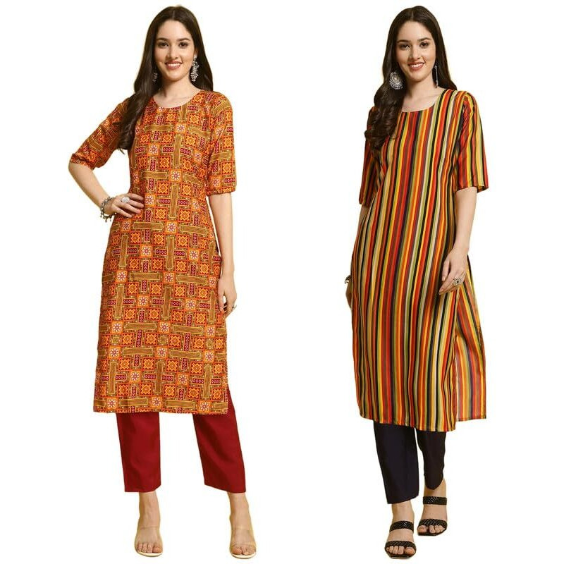 Pinkmint Kurta & Pant Set ll Printed Kurti ll Combo Kurta Set ll (Pack of 2)