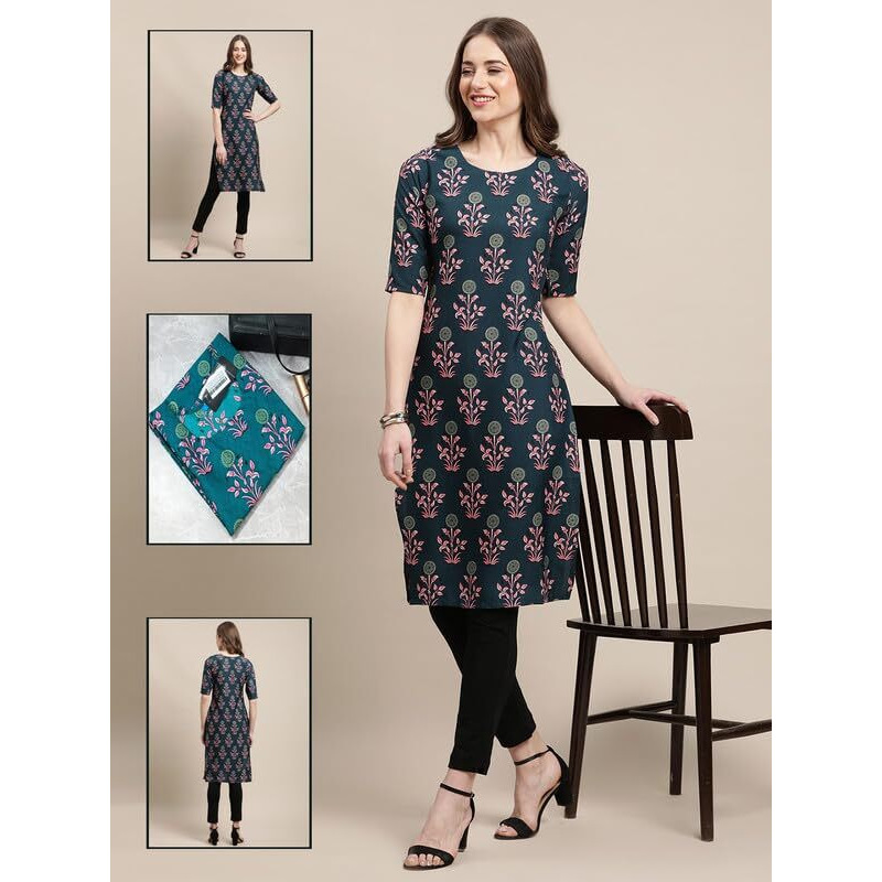 Pinkmint Printed Kurti for Women's ll Straight Kurtis for Women's ll Stylished Kurti (Pack of 6)