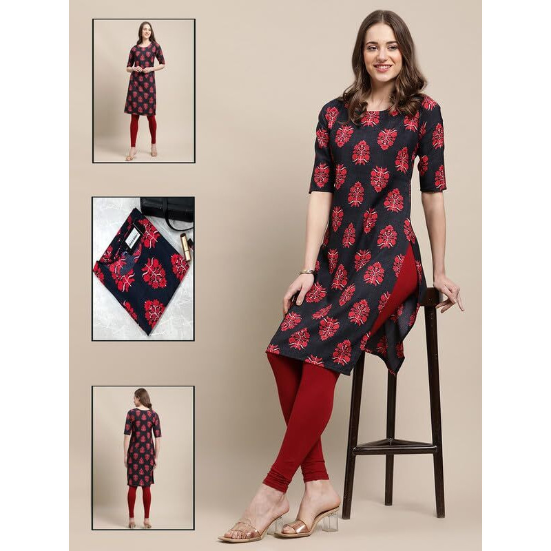Pinkmint Printed Kurti for Women's ll Straight Kurtis for Women's ll Stylished Kurti (Pack of 6)