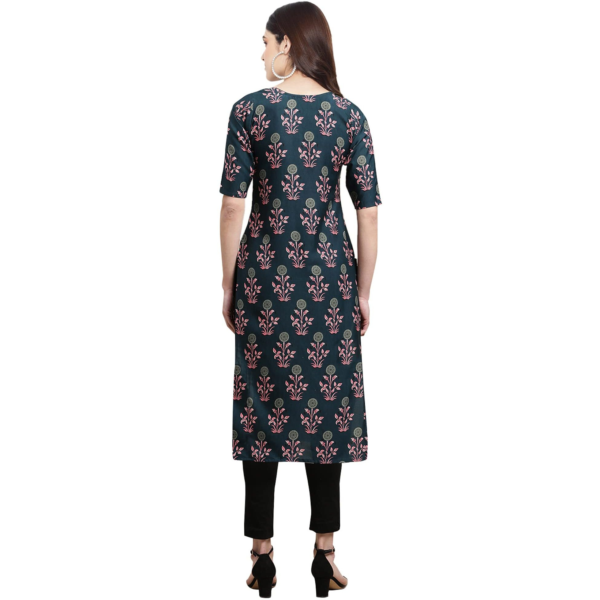 Pinkmint Women's Crepe Digital Print Straight Kurta [Pack of 6] (CKE-335-334-345-332-337-340-XL)