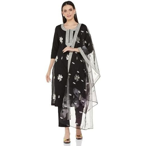 Amazon Brand - Myx Women's Rayon Salwar Suit (AW24-MYX-SKD-VN-10_Black_2XL)