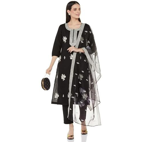 Amazon Brand - Myx Women's Rayon Salwar Suit (AW24-MYX-SKD-VN-10_Black_2XL)