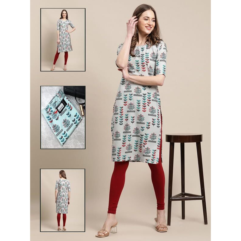 Pinkmint Printed Kurti for Women's ll Straight Kurtis for Women's ll Stylished Kurti (Pack of 6)