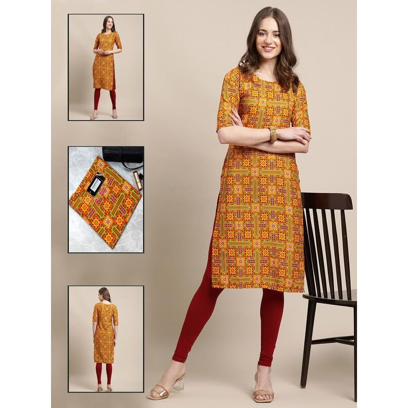 Pinkmint Printed Kurti for Women's ll Straight Kurtis for Women's ll Stylished Kurti (Pack of 6)