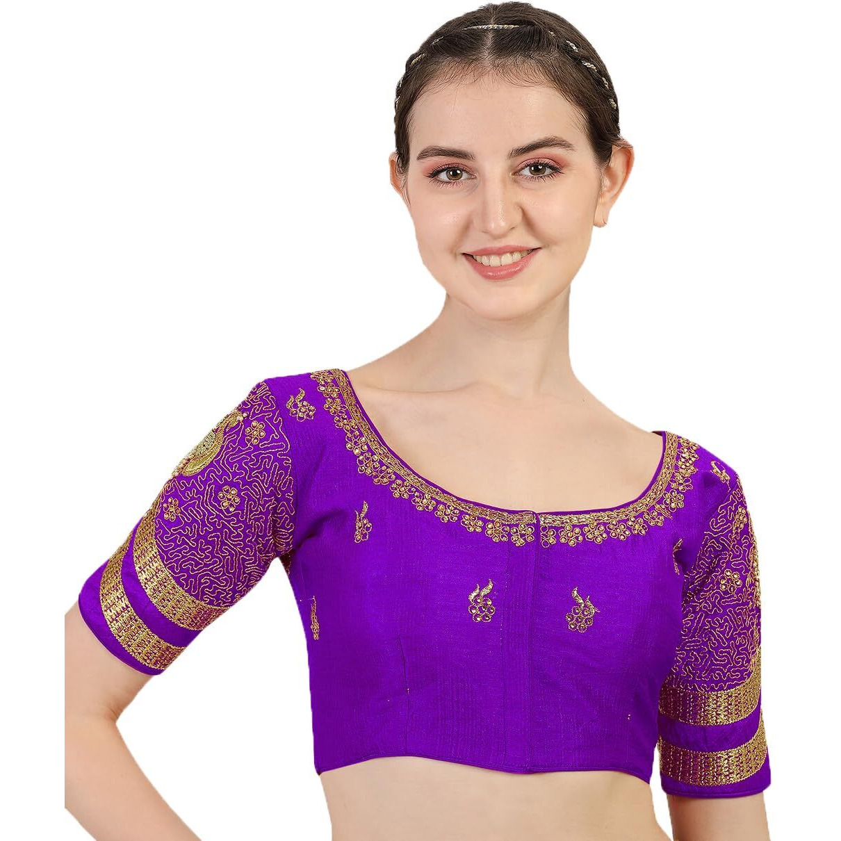 Pujia Mills Blouse Readymade Stylish Design Half Sleeve Purple Blouse Readymade maggam Work Blouse Saree Blouse Readymade Blouse maggam Work Designs pattu aari Work Blouse for Wedding