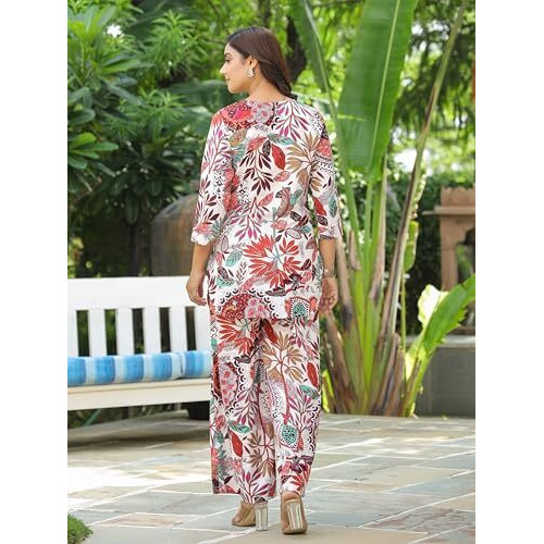 GRECIILOOKS Rayon Printed Classic Women Co-ord Set (GL-W2164&TR1130_Red