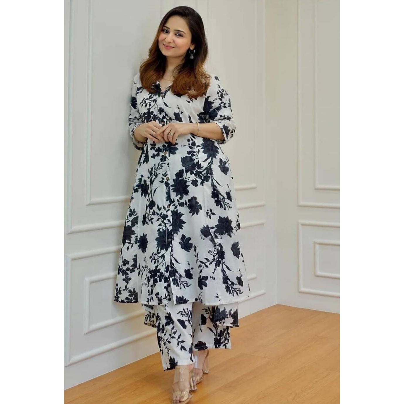 Leriya Fashion Rayon Ethnic Co Ord Set for Women | Kurta Set for Women | 2 Piece Kurta Set | Kurta with Pant for Women | Kurti and Pant (XXX-Large, White)
