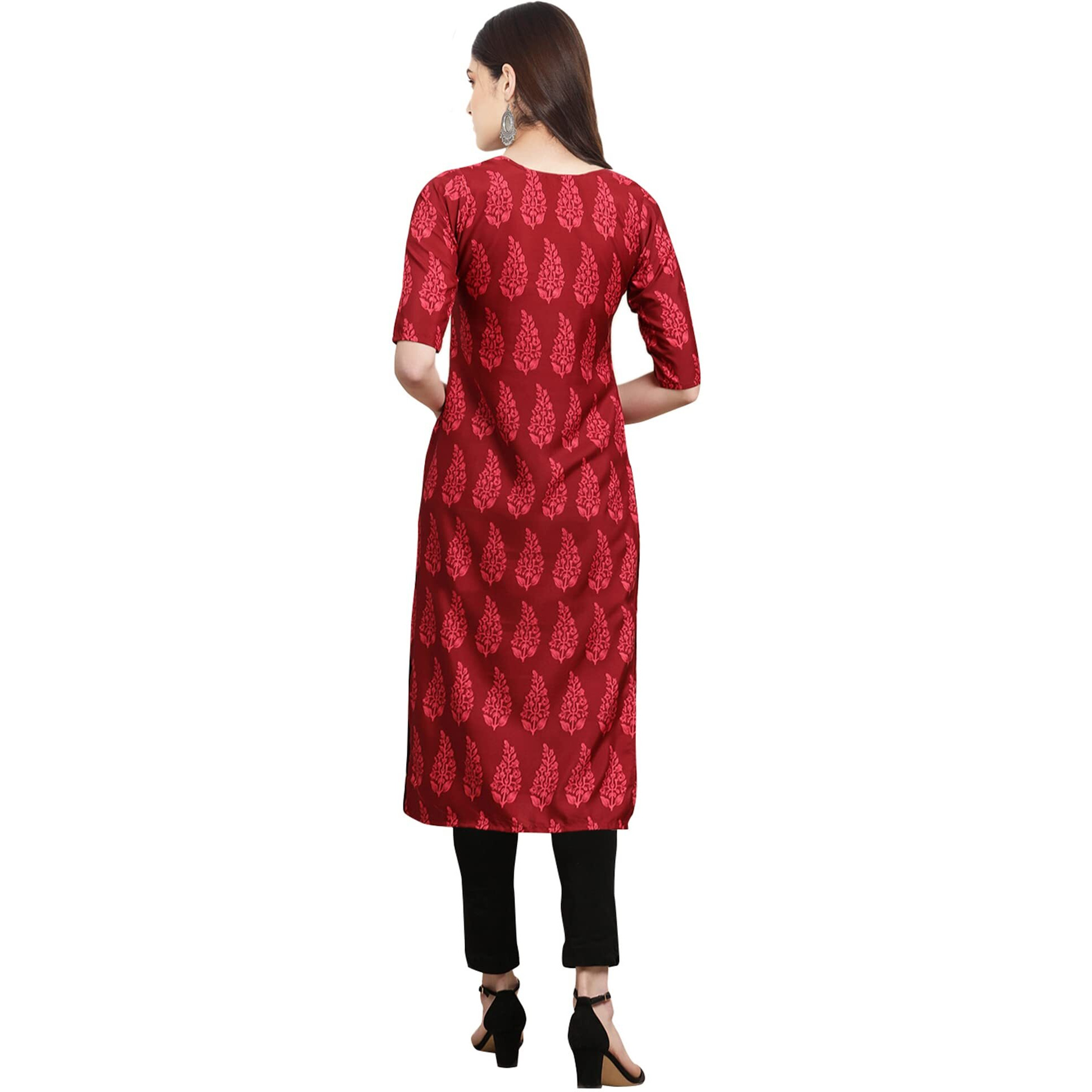 Pinkmint Women's Crepe Digital Print Straight Kurta [Pack of 6] (CKE-353-337-336-342-329-340-S)