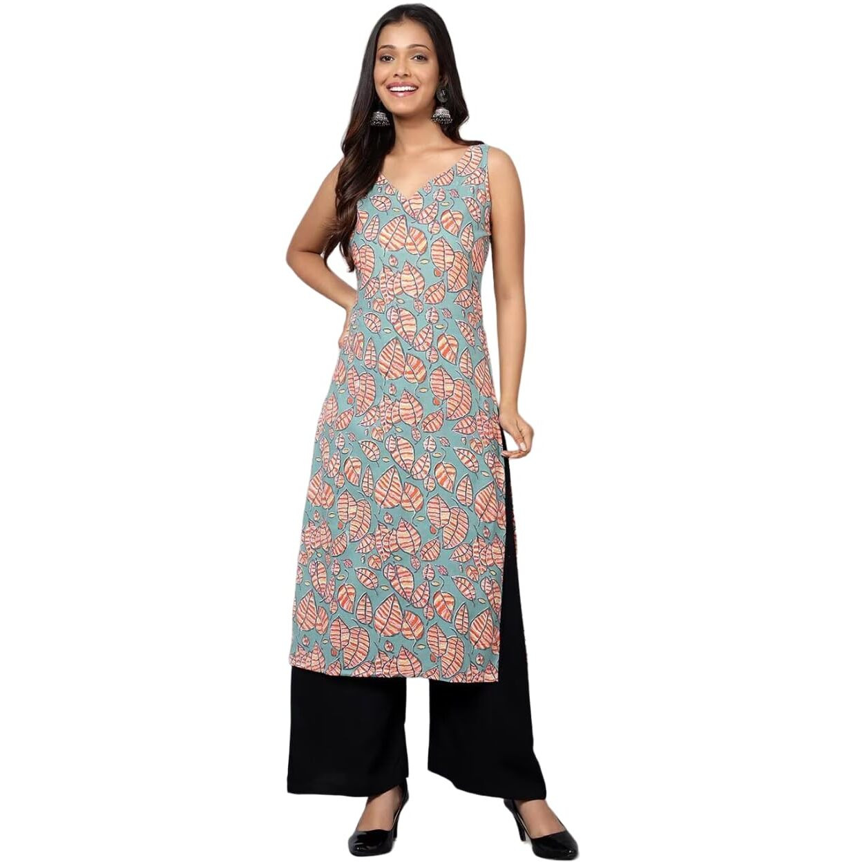 PATLANI Women's Crepe Full Stitched Kurti. Peach