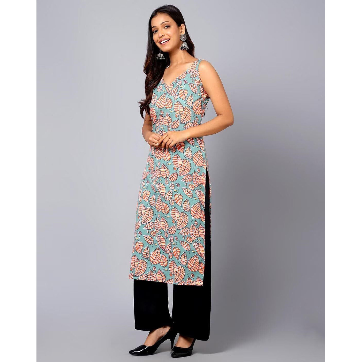 PATLANI Women's Crepe Full Stitched Kurti. Peach