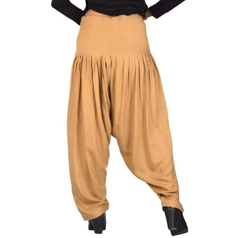 FASHION GALLERY Women's Dark Beige Colour 38 Inch Waist Size Length 40 Inch Heavy Super Soft 14 kg Rayon Cotton Patiala Salwar For Girls.(Patiala Dark Beige Waist Size 38)