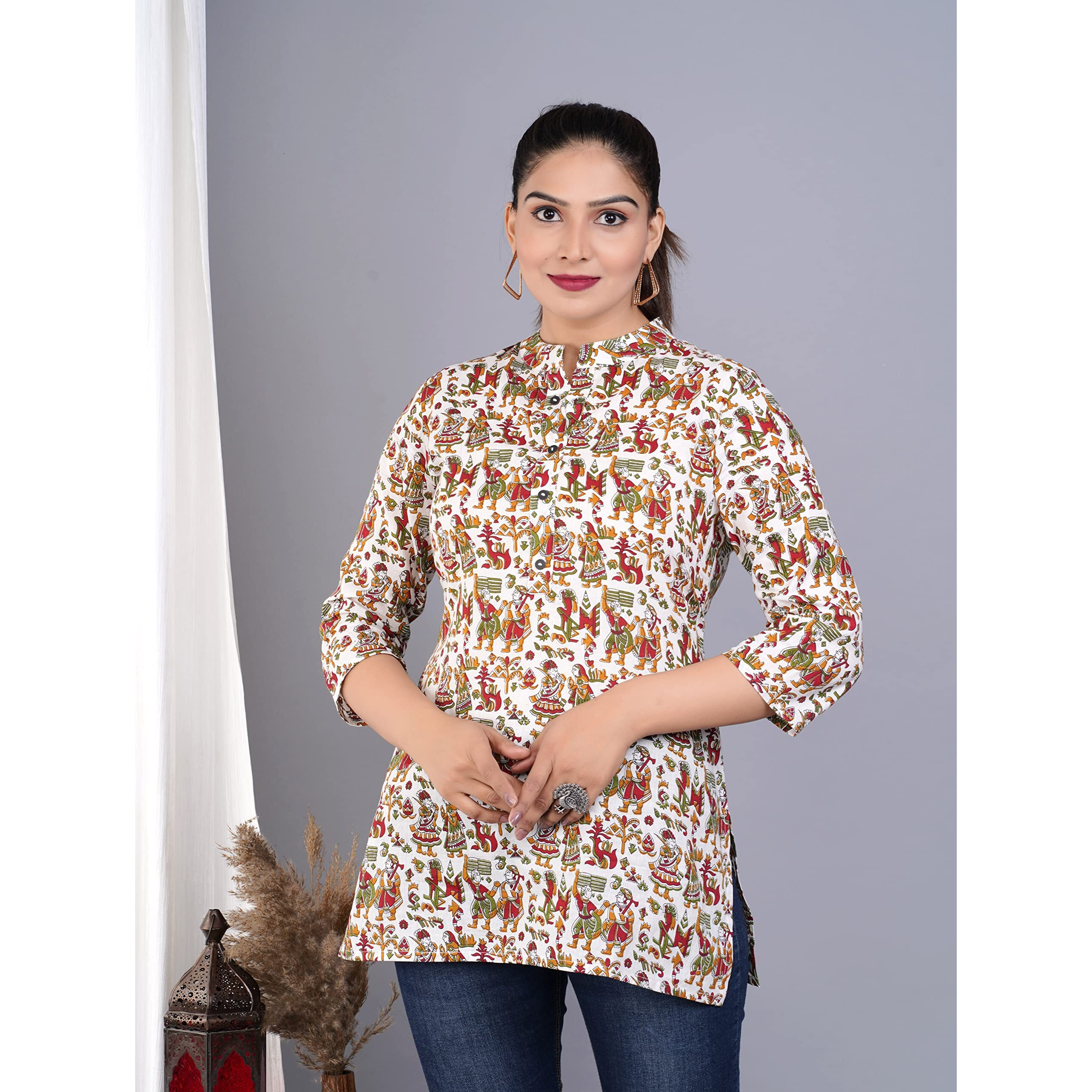 Jikonet Women's Rayon Straight Short Kurti - 1005, (X-Large, White)