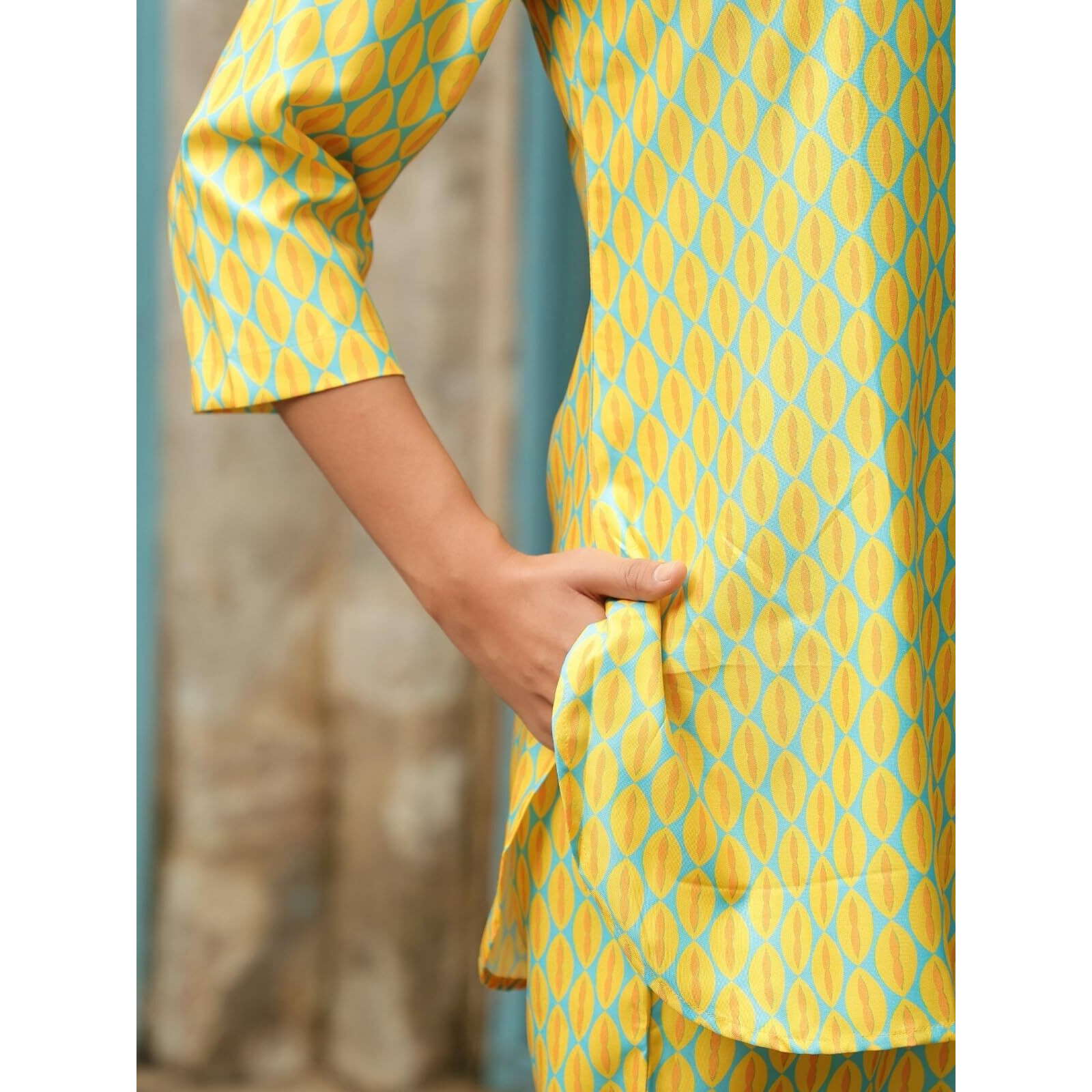 GRECIILOOKS Women Co Ord Set for Women | Co Ord Set for Women Stylish | Kurta Set for Women | Kurta Set | Designer Kurta Set for Women | 3/4 Sleeve Co-Ord Set (in, Alpha, XL, Regular, Yellow 01)