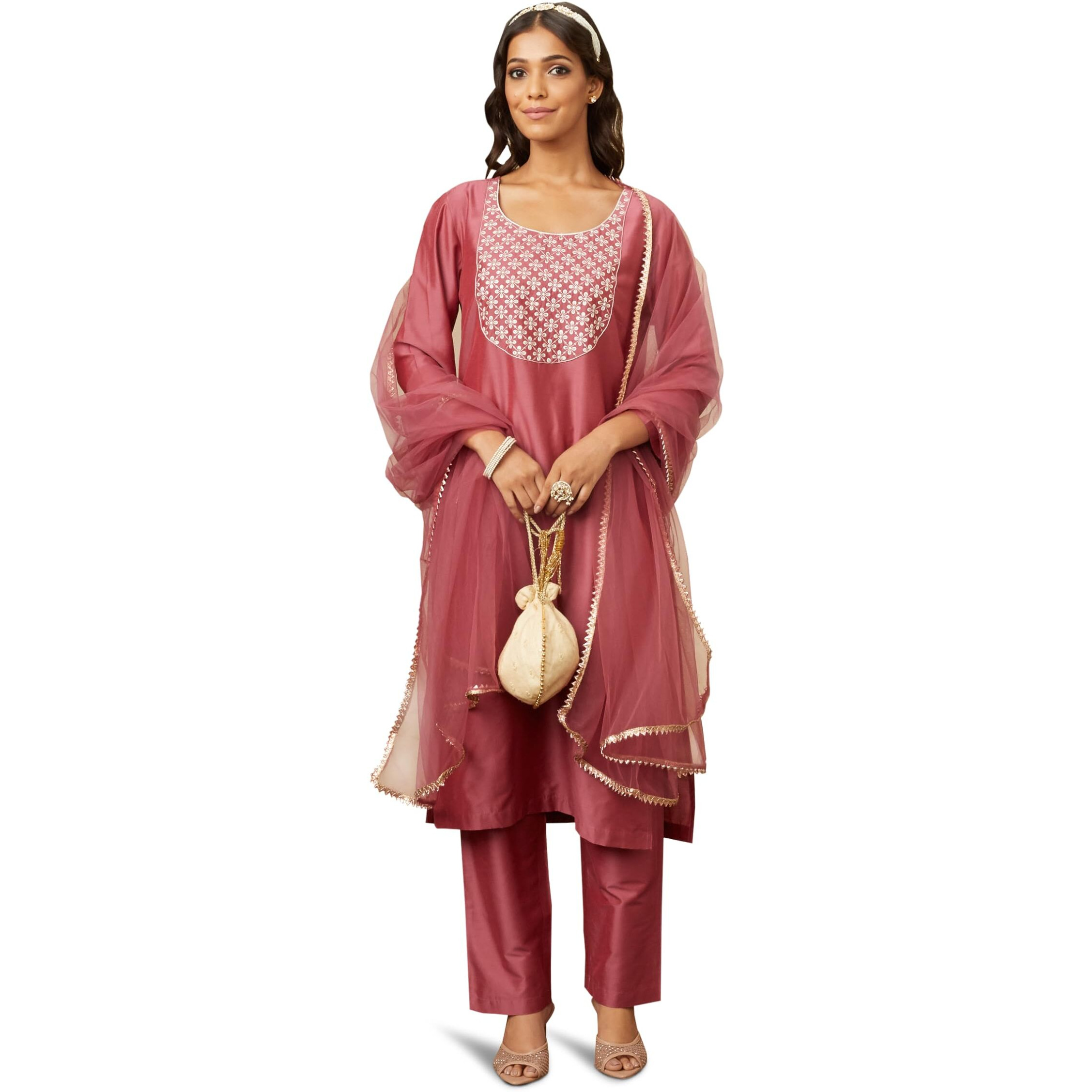 Amazon Brand - Myx Women's Rayon Salwar Suit (AW24-MYX-SKD-VN-01_Deep Pink_M)