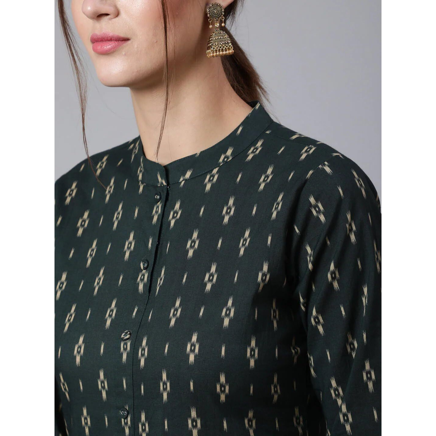 Bollyclues Women's Printed Crepe Straight Printed Kurti(BC-Butti) Black