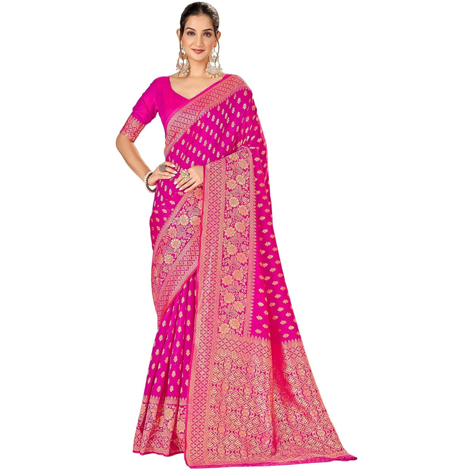 SAMAH Women's Woven Art Silk Saree (3590S254N_Maroon3)