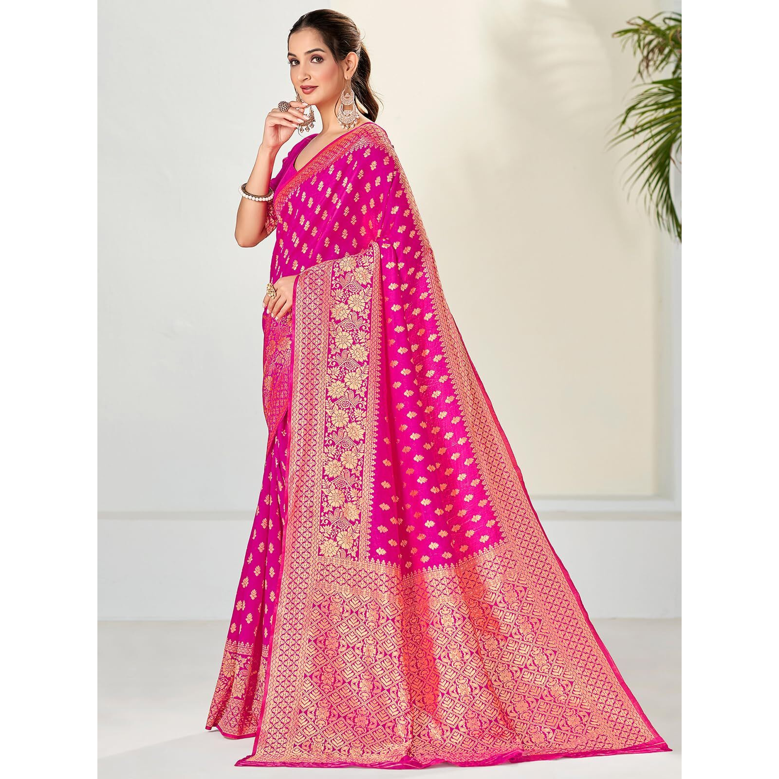 SAMAH Women's Woven Art Silk Saree (3590S254N_Maroon3)
