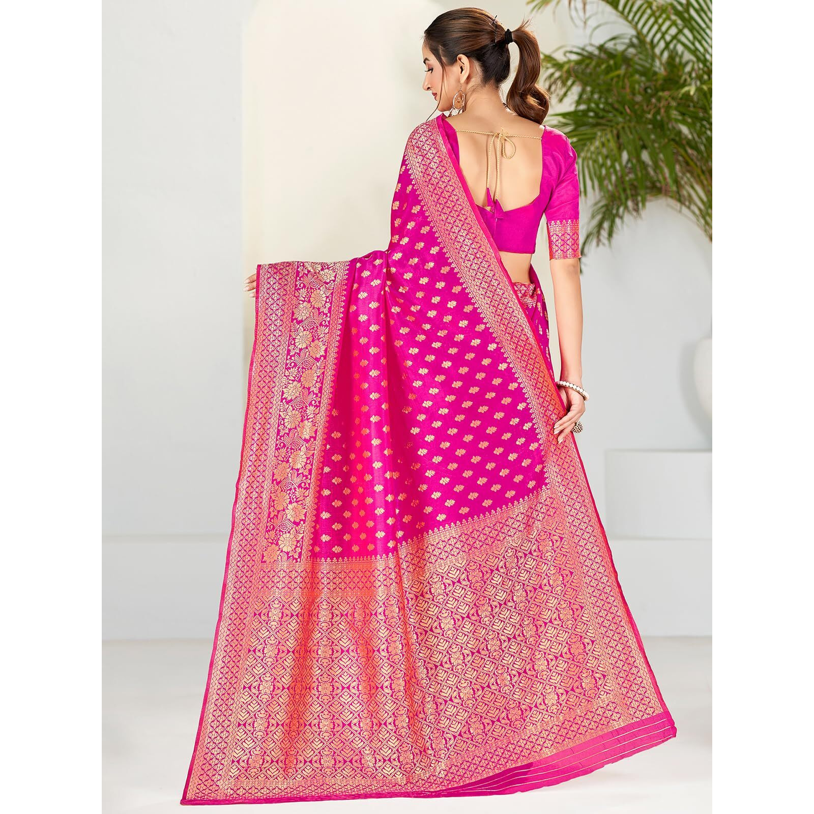 SAMAH Women's Woven Art Silk Saree (3590S254N_Maroon3)