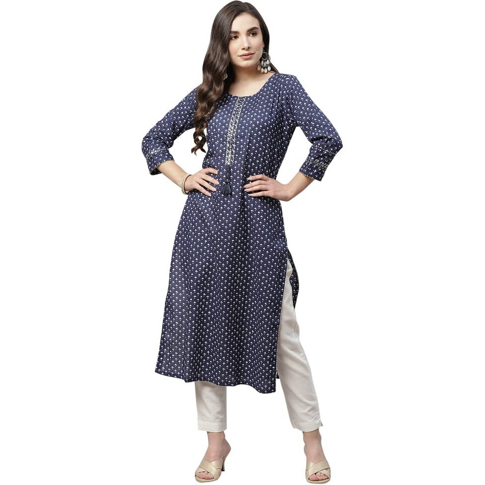 Divena Indigo Cotton Straight Kurti