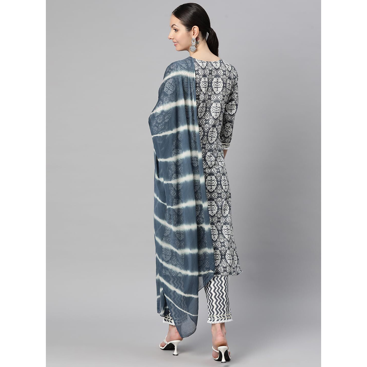 Vbuyz Women's Print & Embroidered Straight Cotton Stitched Kurta Pant with Laheriya Dupatta | kurta sets for woman | kurti pant set with dupatta | kurta sets | kurti for women stylish