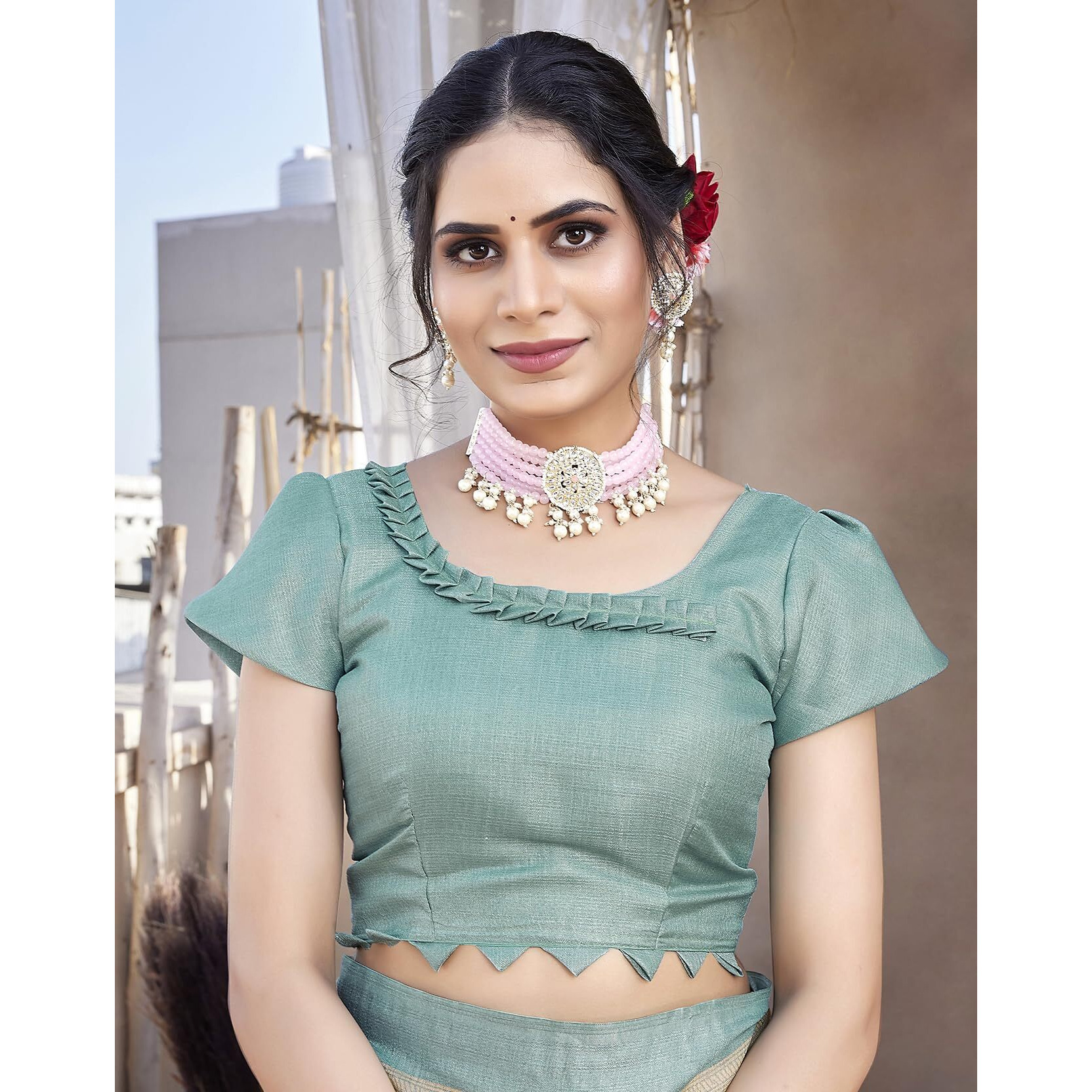 Yashika Women's Art Silk Saree Printed Saree With Unstitched Blouse Material - Suitable For All Indian Occasions and Festivals (AZ-YS-OG-AIR LIGHT GREEN)
