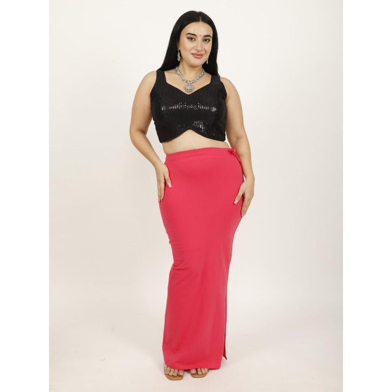 Georgio Martini - First Time In India Plus Size Cotton Lycra Saree Shapewear for Women Straight Cut Skirt with Side Cut | Shape Wear Dress for Sarees | Petticoat with Drawstring Gajari-9XL
