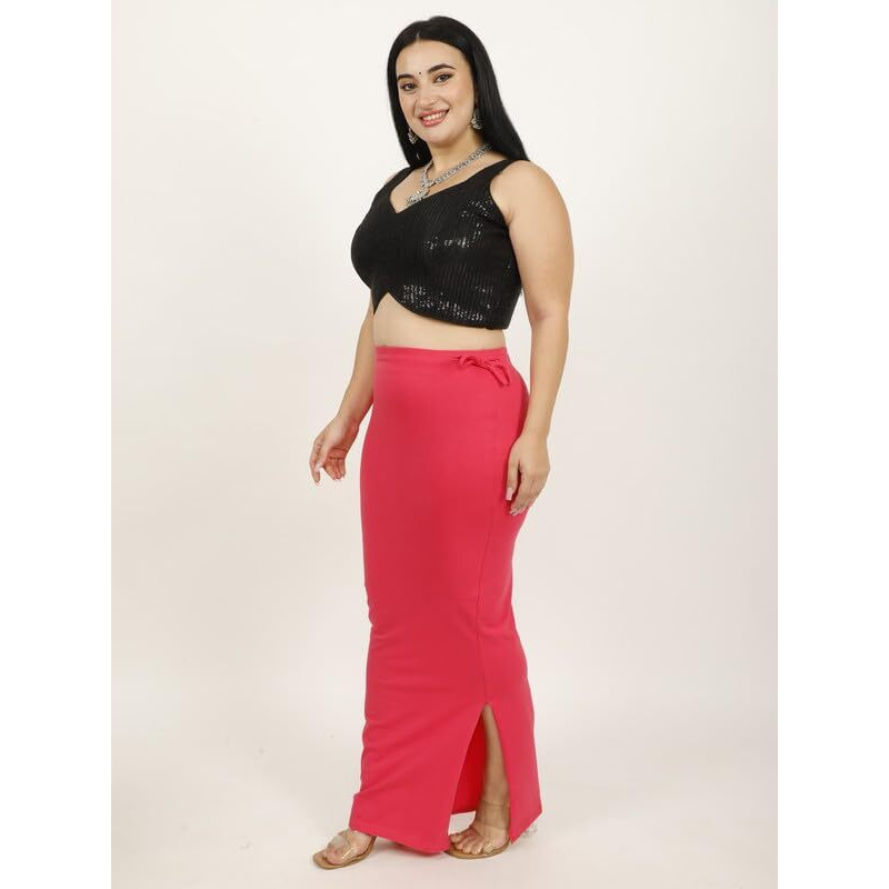Georgio Martini - First Time In India Plus Size Cotton Lycra Saree Shapewear for Women Straight Cut Skirt with Side Cut | Shape Wear Dress for Sarees | Petticoat with Drawstring Gajari-9XL